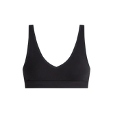Stretch Cotton V-Neck Bralette | Black