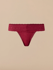 All Over Lace Low-Rise Thong | Cabernet Zebra