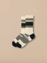 Essential Crew Sock | Ivory Black Multi Stripe