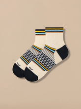 Essential Quarter Sock | Ivory Black Multi Stripe