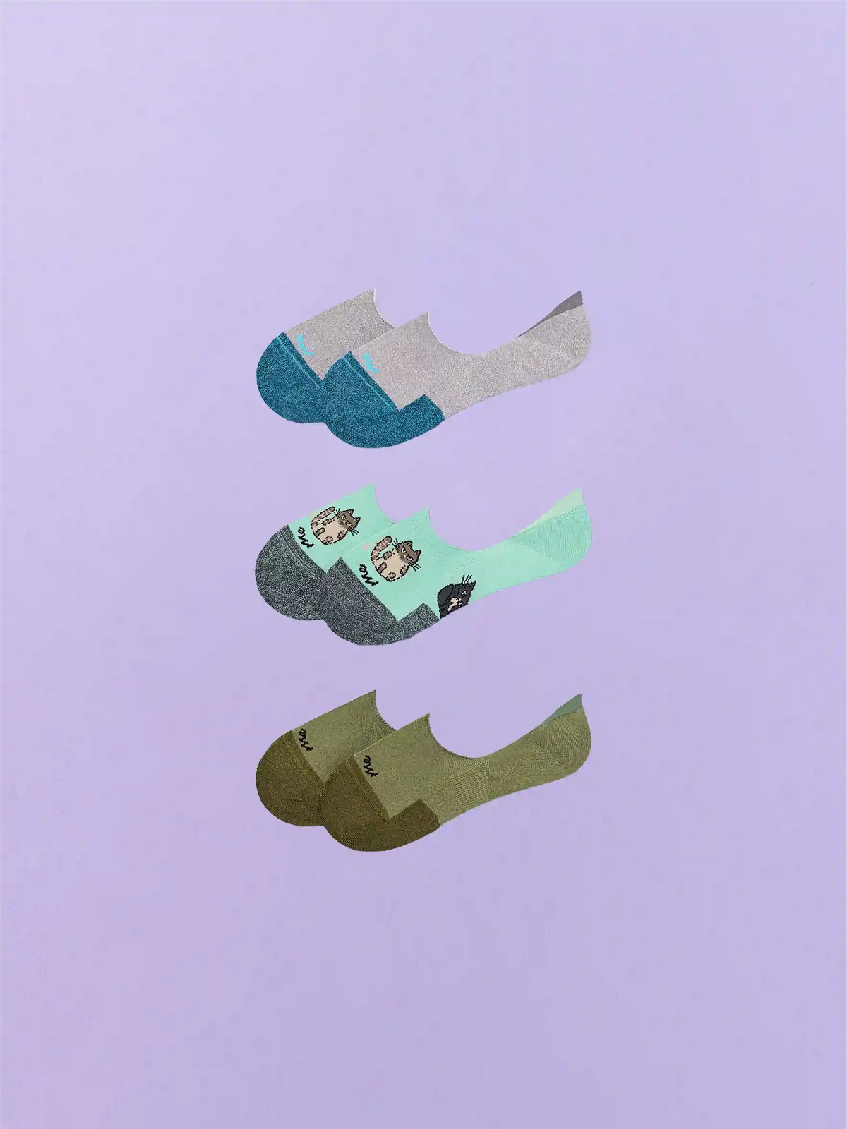 Essential No Show Sock 3-Pack | Cats Being Cats Pack