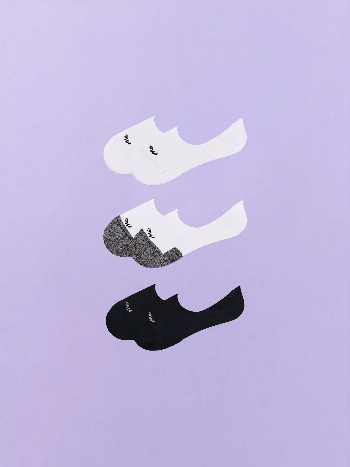Essential No Show Sock 3-Pack | White/White Stripe/Black Pack